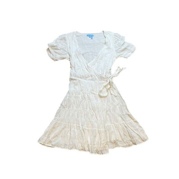 Draper James RSVP Size XS White Gauze Textured Wrap Mini Dress Summer Graduation - Picture 1 of 8